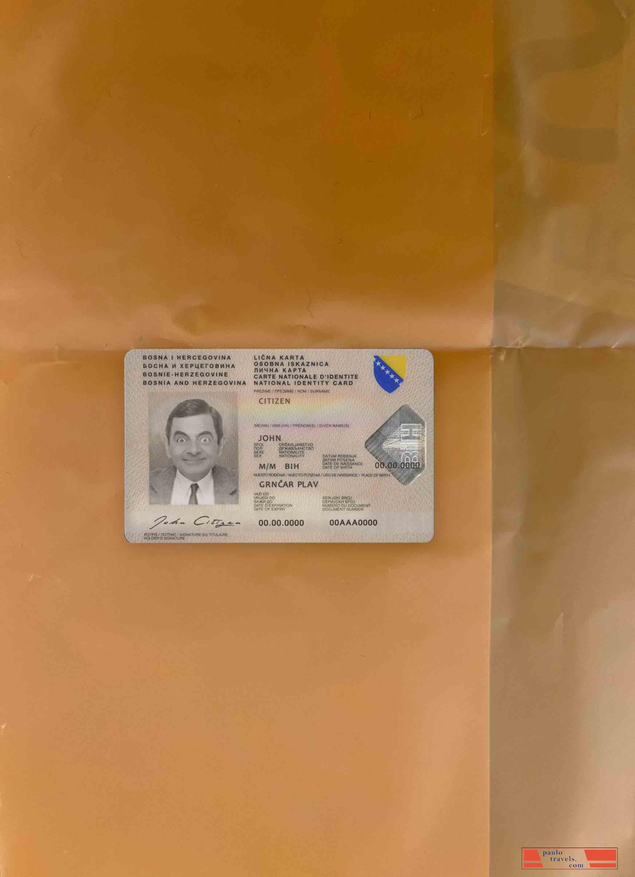 Bosnia and Herzegovina Id photolook FRONT PSD template